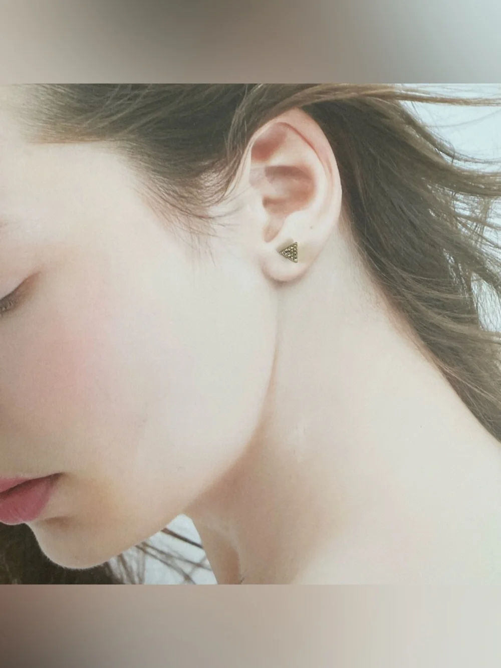 4/$15 Triangle Rhinestones Pavé Gold Stud Earrings